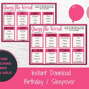 Birthday Games | Guess the Word Game | Sleepover | Slumber Party | Girls Night In | Teen Activities