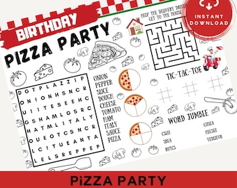 Pizza Party Placemat | Pizza Themed Event | Children&#39;s Activity | Pizza Fun | Pizza Puzzles