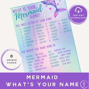 Sirena - Come ti chiami? / Gioco di società / Festa a tema sirena / Sirena / Quiz / Attività per feste per bambini