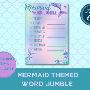 Mermaid - Word Jumble | Party Game | Girls Birthday | Mermaid Themed Party | Mermaid Activity | Mermaid Kids