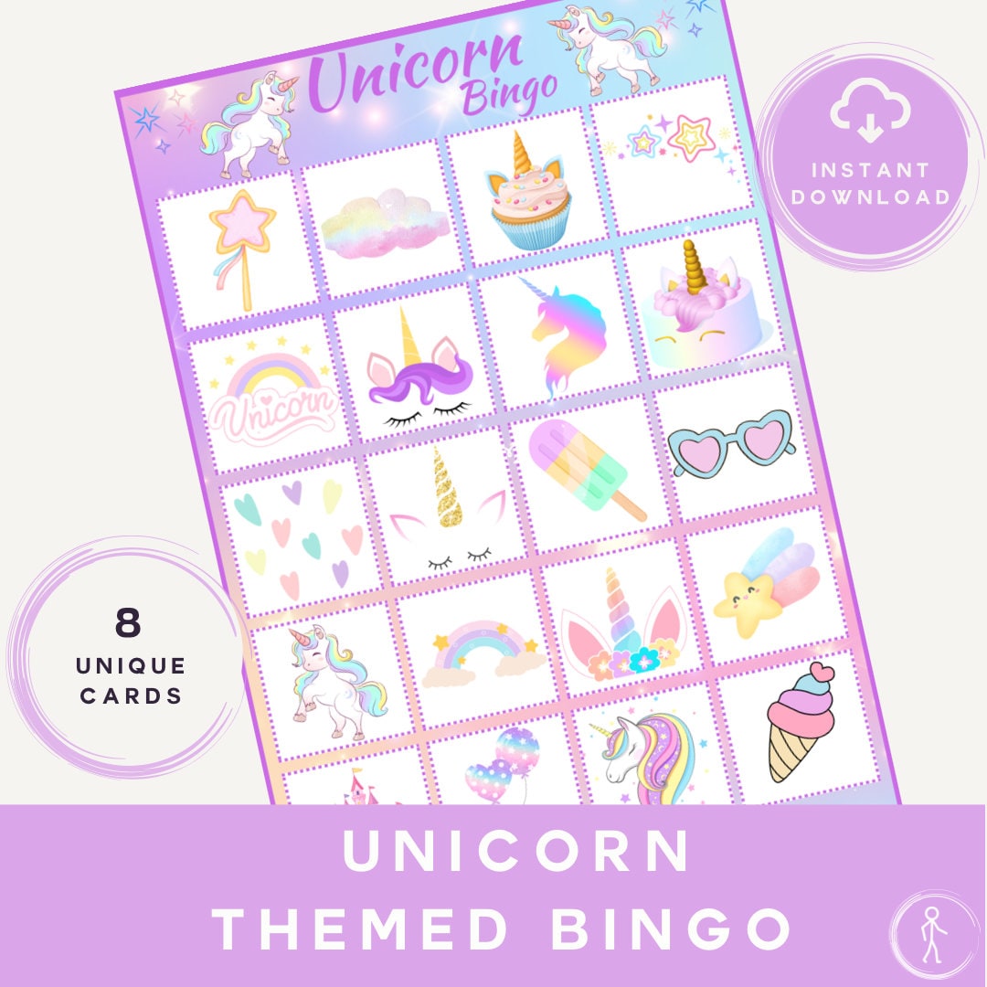 Unicorn Bingo | Unicorn Themed Games | Unicorn Party | Unicorn Event ...