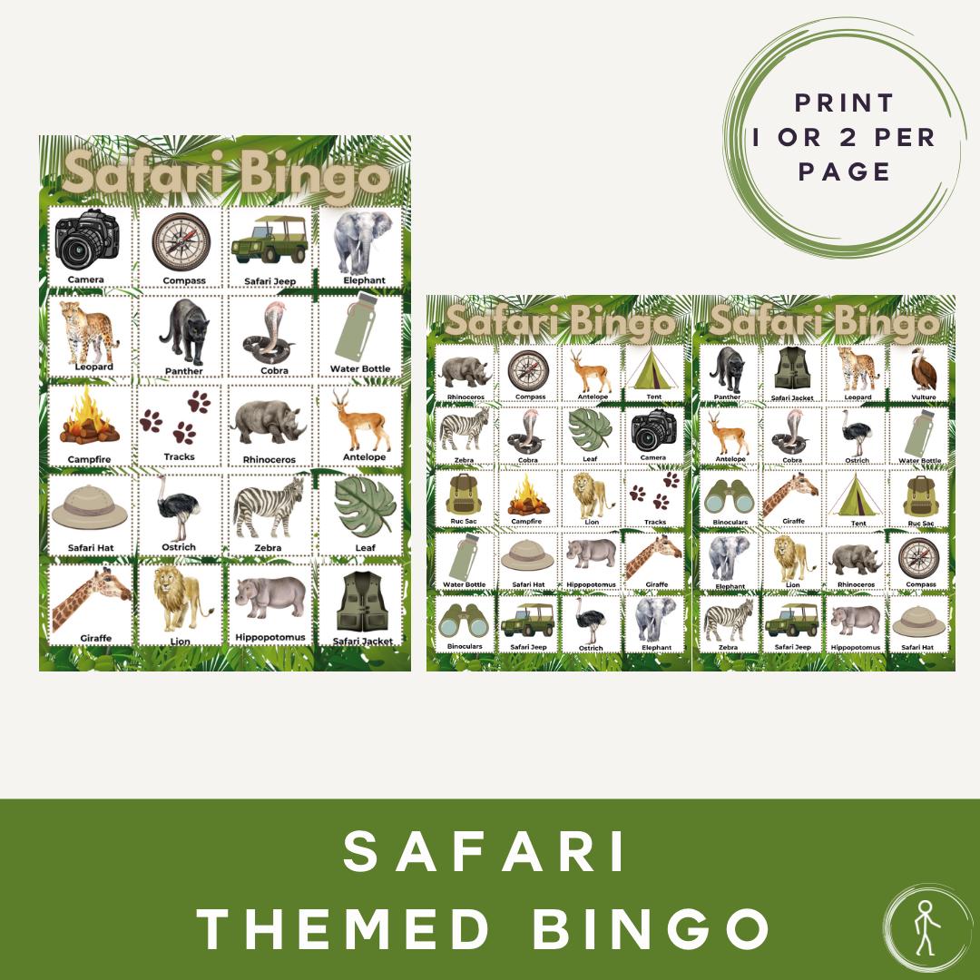 Safari Animal Bingo Game: Printable Jungle Party Activity (instant ...