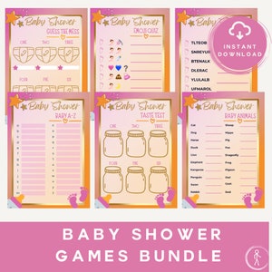 Baby Shower Games Bundle: Emoji Quiz, Word Jumble (Digital Download)