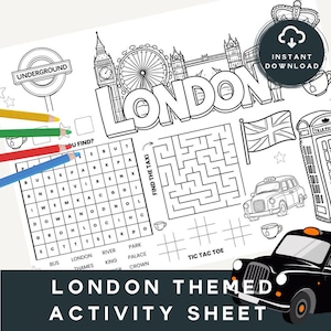 London Activity Placemat: Kids Learning Sheet (Digital Download)