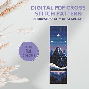 Patrón de marcapáginas de punto de cruz, Ciudad de la Luz de las Estrellas, Proyecto de manualidades con temática de libros