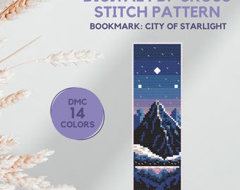 Cross Stitch Bookmark Pattern, City of Starlight, Book-themed Craft Project
