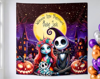 Nightmare Before Baby Shower Banner: Halloween Tapestry Backdrop - JAC01
