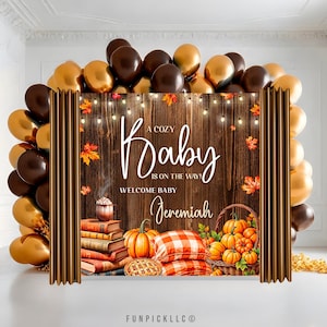Cozy Autumn Vinyl banner, Rustic Wood Backdrop, Cozy Rustic banner, Baby shower Wall decor, Custom Wall art, Custom backdrop - AUT08