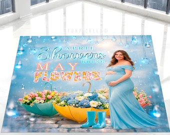 Removable Floor Decal: April Showers Floral Baby Shower Wrap, (We print and ship) - PRI11