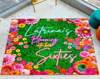 Removable Floor Decal: Colorful Floral 60th Birthday Dance Wrap, (We print and ship) - SUM01