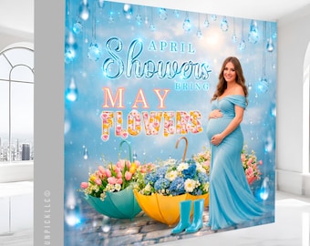 Fabric Pop Up Display: April Showers Photo Booth Backdrop, (We print and ship) - PRI11