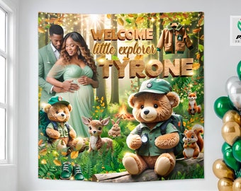 Forest Baby Shower Tapestry: Teddy Bear Woodland Banner