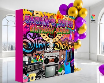 90s Party Pop Up Display Backdrop: Throwback Hip Hop Theme