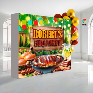 Outdoor bbq pop up banner, Grill bbq retractable banner, Bbq picnic pop up display, Summer bbq portable, Backyard bbq pop up, SM140