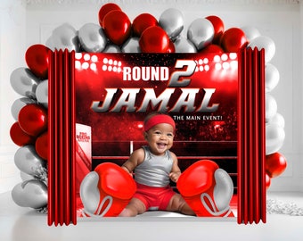 Boxing Birthday Backdrop: Little Champ, Red Gloves (Vinyl)