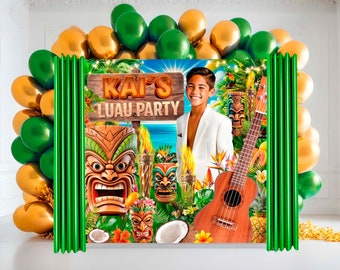 Hawaiian Luau Backdrop: Tiki Beach Party Banner