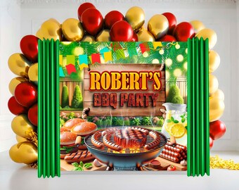 Custom BBQ Backdrop: Grill Picnic Party Banner