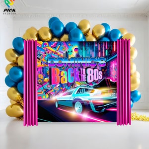 Vintage 80s Vinyl banner, Back to the 80&#39;s Backdrop, Retro banner, Back to the Wall decor, Custom Wall art, Custom backdrop - RET04