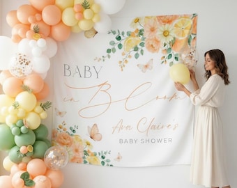 Garden Fabric: Personalized Floral Backdrop for Baby Shower, Printed and Shipped - PRI15