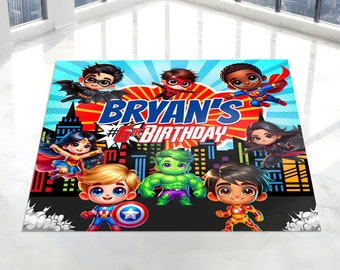 Superhero Birthday Floor Decal: Comics Removable Sticker