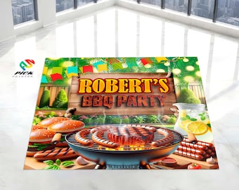 Custom BBQ Party Floor Decal: Outdoor Grill Vinyl Sign