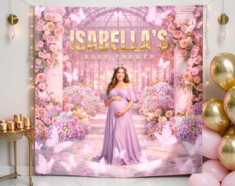 Garden Fabric: Personalized Floral Backdrop for Baby Shower, Printed and Shipped - PRI14