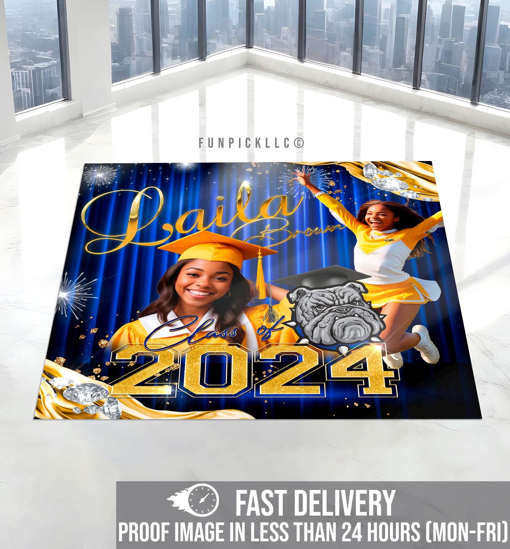 Royal Blue and Gold Graduation Floor Decal: Class of 2025 - Etsy