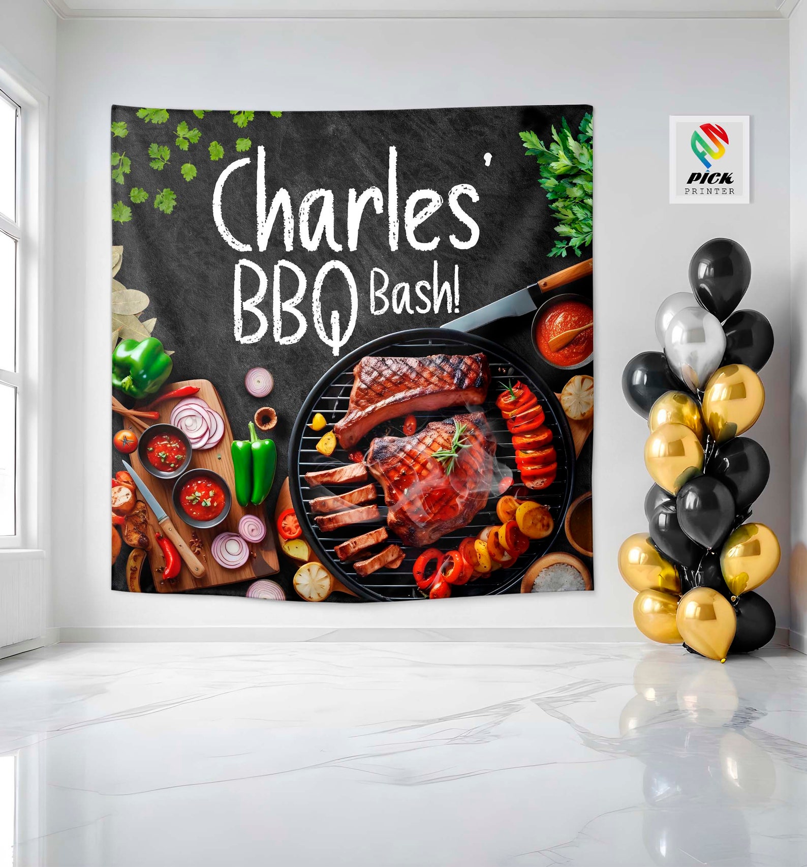 BBQ Bash Backdrop: Gourmet Grill, Chef Party Banner - Etsy