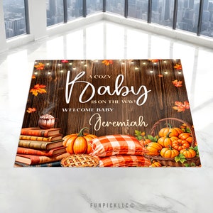 Cozy Autumn Floor Decal, Rustic Wood Removable decal, Cozy Rustic Floor Sticker, Baby shower Decal Removable, Floor Banner - AUT08