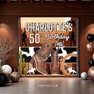 Custom Western Birthday Backdrop: Cowgirl Rodeo Banner, Photo Prop