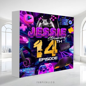 Gaming Pop Up Banner, Gamer Retractable banner, Streaming Retractable backdrop, Video Game Custom backdrop - VID01