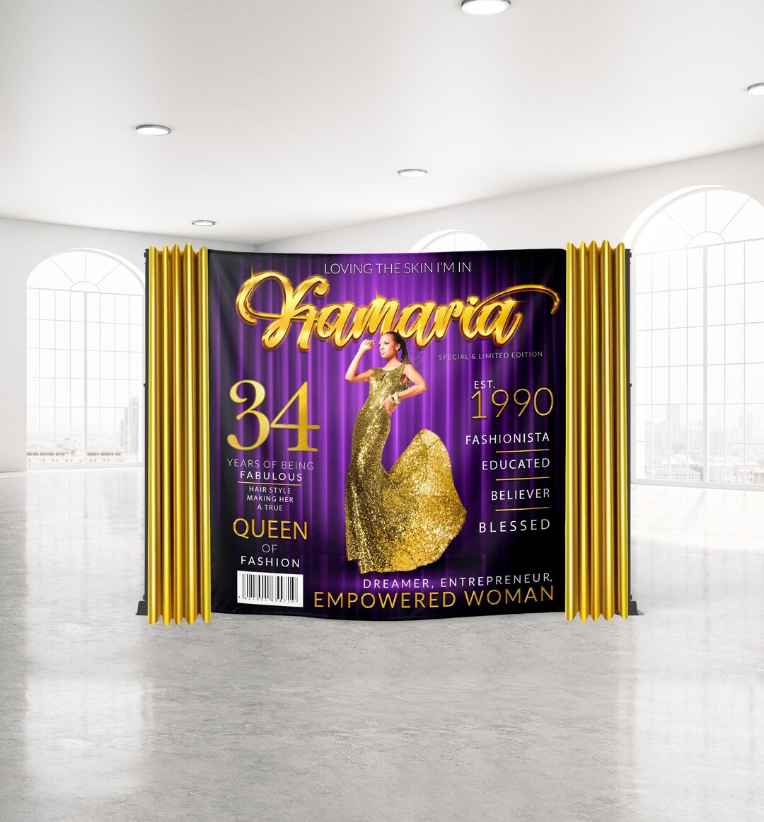 Customized Magazine Backdrop Purple & Gold Magazine Cover Backdrop: Custom Birthday Photo Banner - Etsy