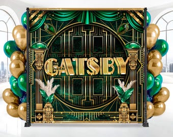 Vinyl Art Deco Backdrop: Roaring 20s Gatsby Party for Adults, (We print and ship) - HAR05