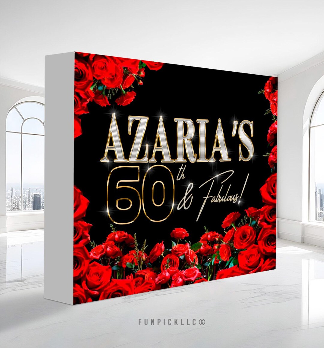 Red Roses Birthday Backdrop: Rose Gold Personalized Banner - Etsy