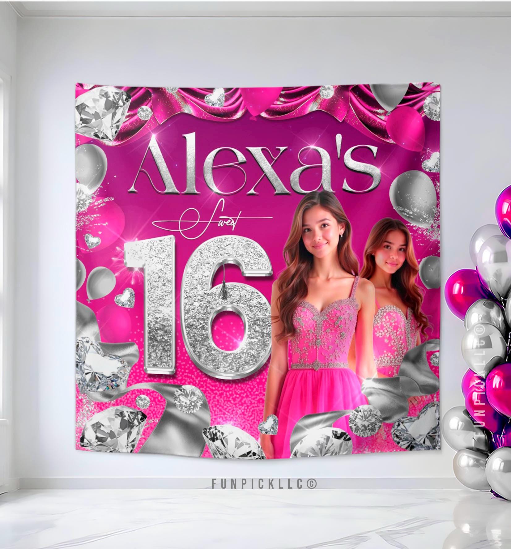 Personalized Pink Sweet 16 Vinyl Banner: Custom Birthday Backdrop - Etsy