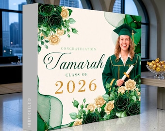 Fabric Pop Up Display: Emerald Green Graduation Photo Booth, (We print and ship) - GRD46