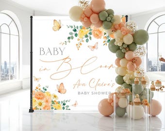Garden Vinyl: Personalized Floral Backdrop for Baby Shower, Printed and Shipped - PRI15