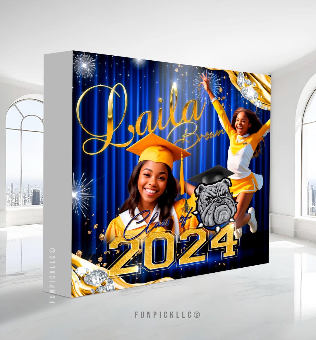 Royal Blue and Gold Graduation Pop up Banner: Custom Class of 2025 ...
