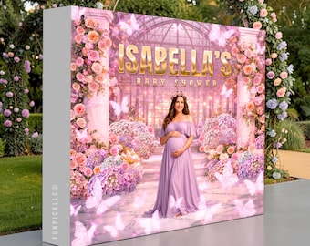 Garden Pop Up Banner: Personalized Floral Backdrop for Baby Shower, Printed and Shipped - PRI14