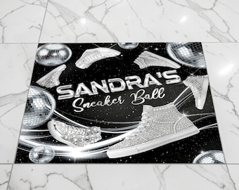 Removable Floor Decal: Silver Sneaker Ball Dance Wrap, (We print and ship) - SNB01