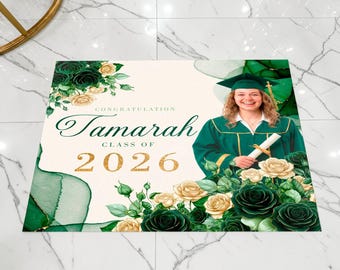 Removable Floor Decal: Green Gold Floral Graduation Dance Wrap, (We print and ship) - GRD46