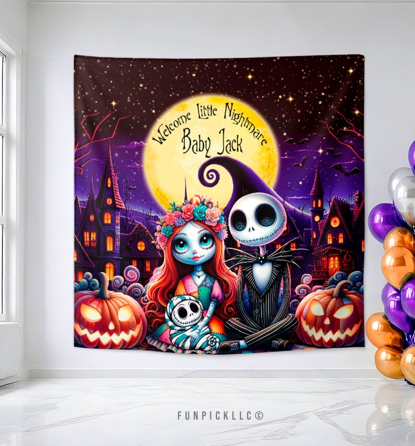 Jack And Sally Welcome Baby Banner – Jute-Wimpelkette Für Baby-Shower