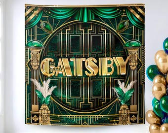 Polyester Fabric Art Deco Backdrop: 1920s Gatsby Party Decor, (We print and ship) - HAR05