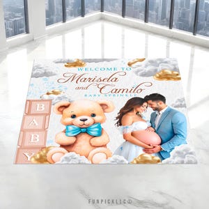 Teddy Bear Floor Decal | It&#39;s a boy Removable decal | We can&#39;t wait  Floor Sticker | Bearly wait Decal Removable | Floor Banner | TDB07