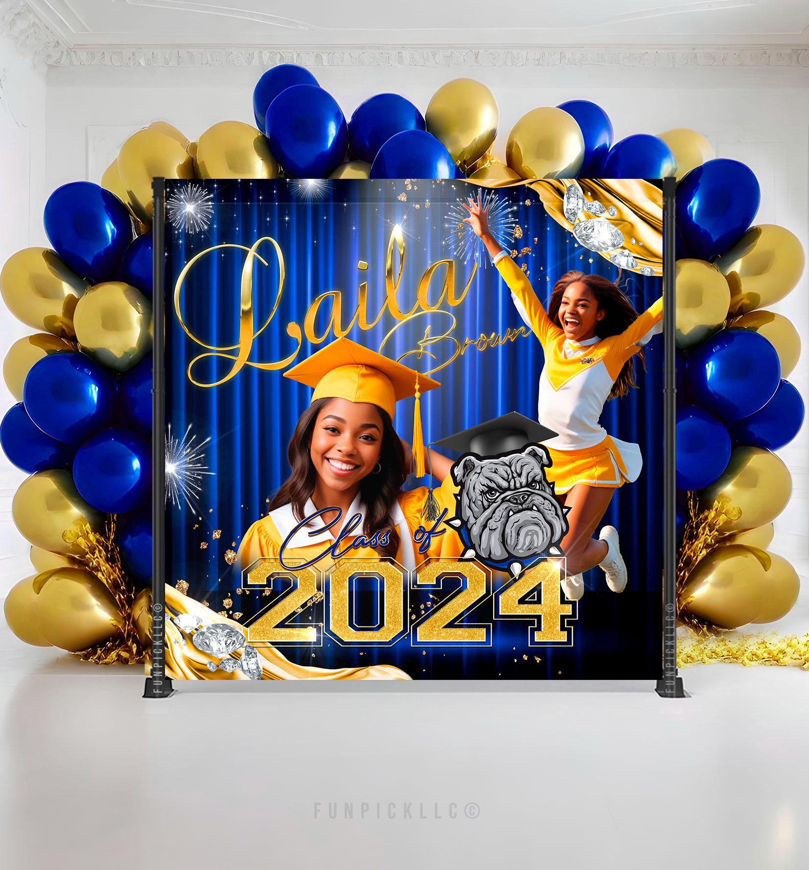 Royal Blue and Gold Graduation Banner: Class of 2025 Backdrop - GRD18 ...