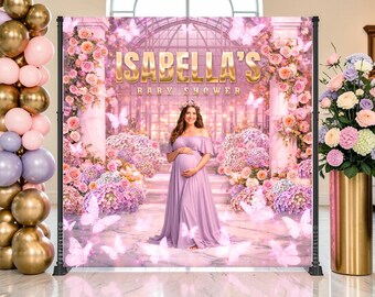 Garden Vinyl: Personalized Floral Backdrop for Baby Shower, Printed and Shipped - PRI14