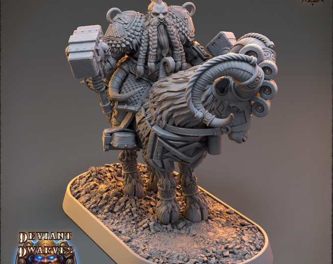 Lukasz Drencher on Fire Goat| Deviant Dwarves of the Pandemonium | Daybreak Miniatures |5E Resin Miniatures |Dwarf Tabletop Warrior