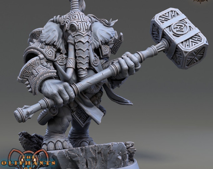 Ugro Stonedrop | The Oliphants of Red Ridge| 3D Printed 32mm or 75mm-scale resin model by Daybreak Miniatures