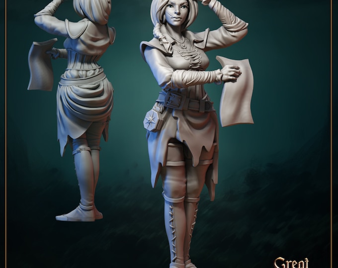 Sally Vigilant Navigator - 35mm Heroic Scale Fantasy Resin Miniature by Great Grimoire | Gathering Storm | Dream It Make it 3d