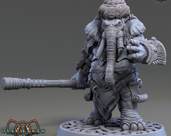 Madhu Nomoretusk | The Oliphants of Red Ridge| 3D Printed 32mm or 75mm-scale resin model by Daybreak Miniatures